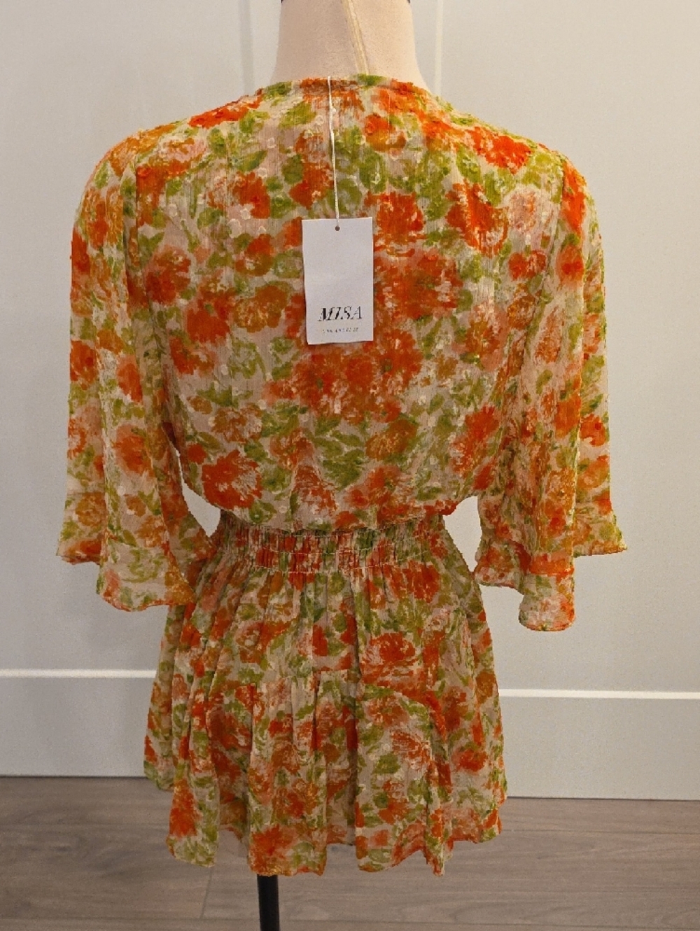 Misa Los Angeles Floral Mini Dress in Orange, Green, Cream size XS new with tags - Picture 7 of 10